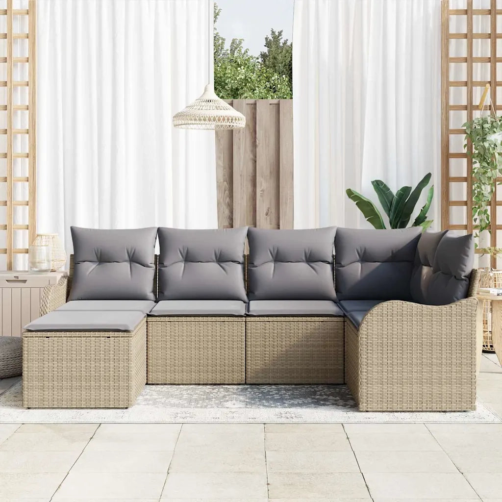 Set Divano da Giardino 6 pcs beige e grigio chiaro Poly Rattan 3354439