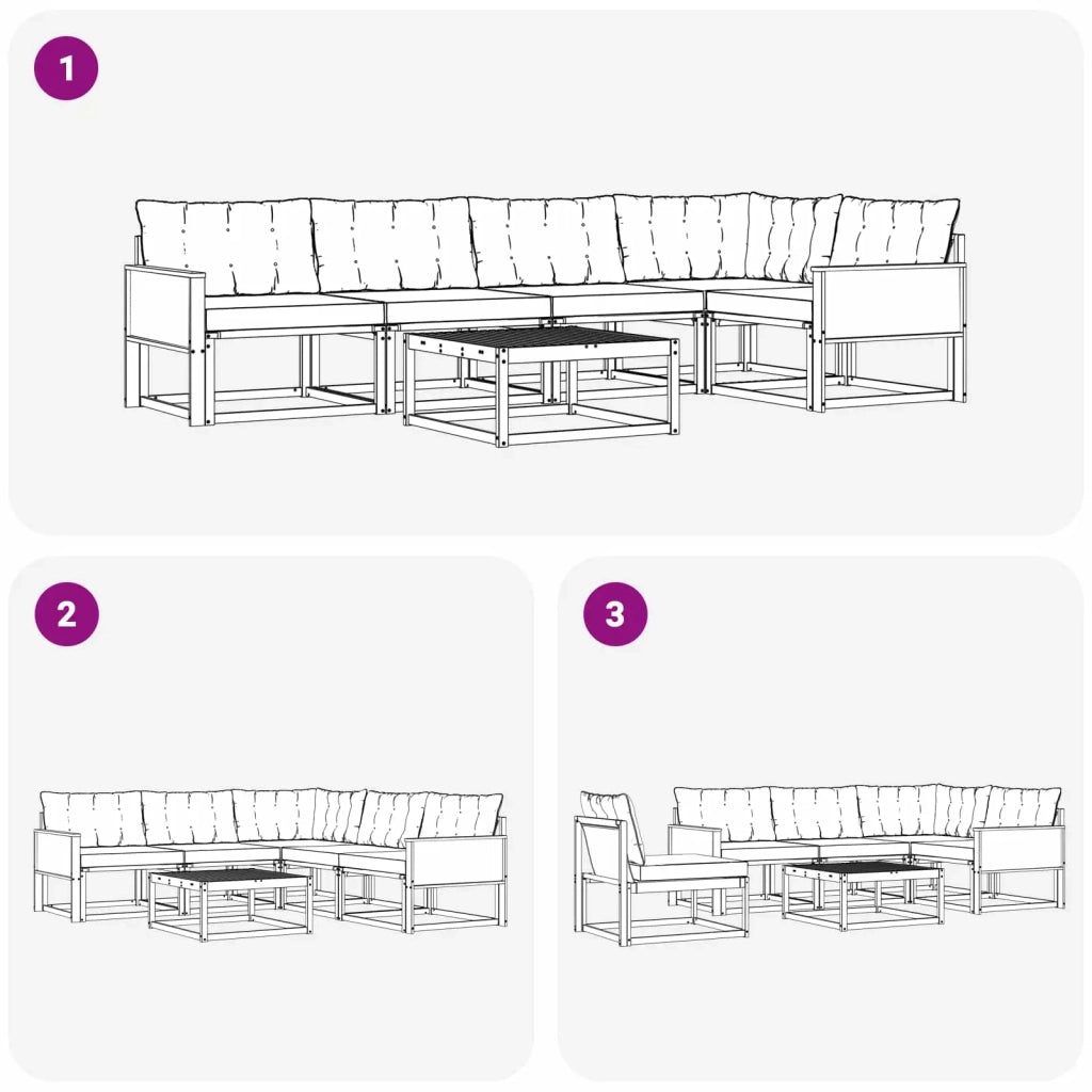 Set di divani da esterno con cuscino 6 pcs Naturale e Crema 3381430