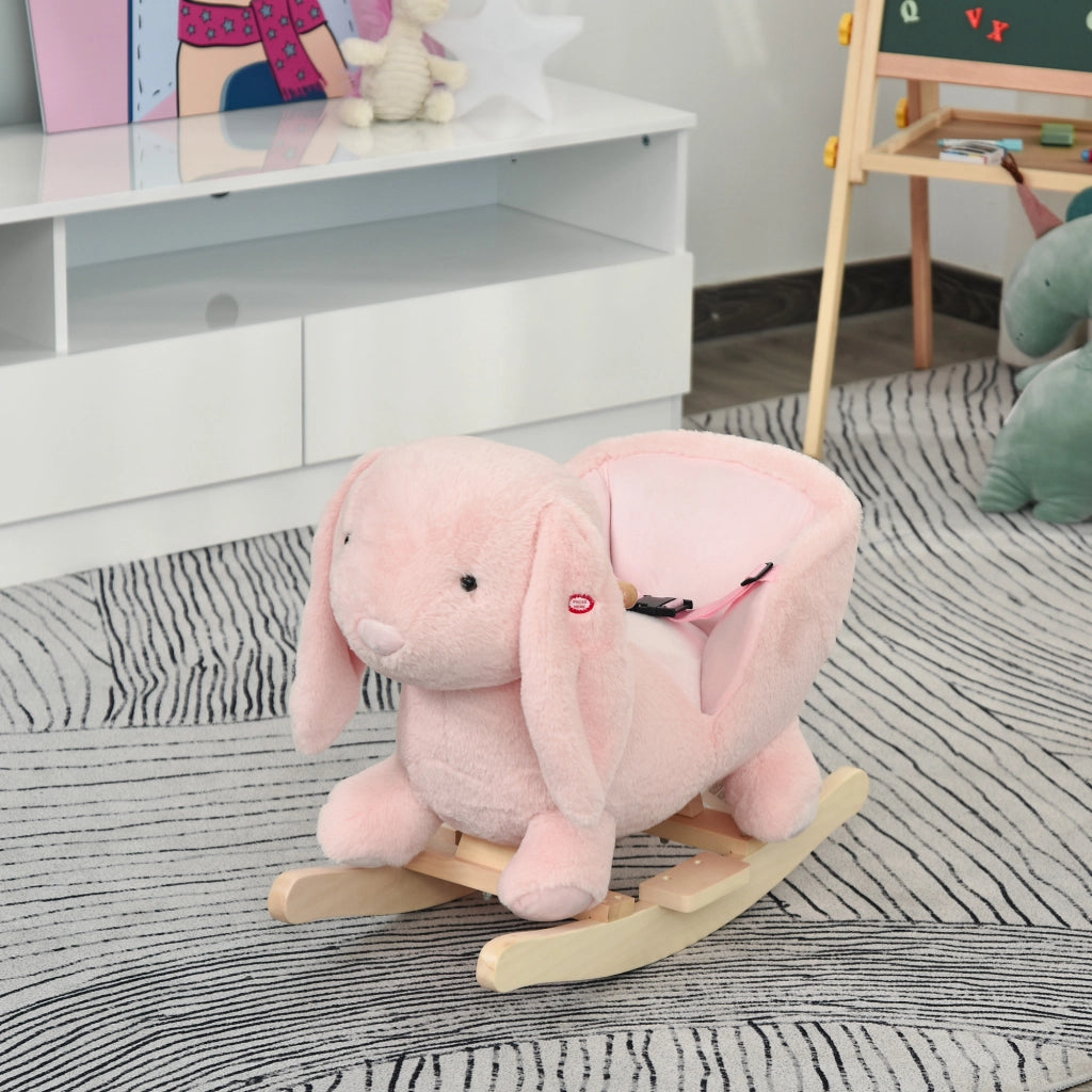 Cavallo a Dondolo per Bambini ¨C zephmum ¨C Rosa, Legno, 60x33x50cm