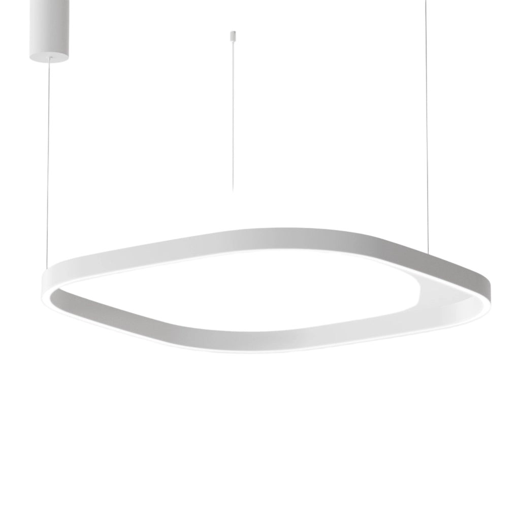 Lampada a Sospensione CRISEIDE S/1G Q Quadrata LED 80W 5300lm 3000K dimmerabile alluminio Bianco satinato - Gealuce