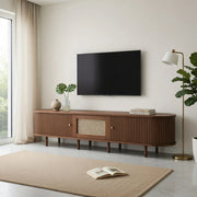 Cassettiera per TV in MDF color noce scuro; 180 cm