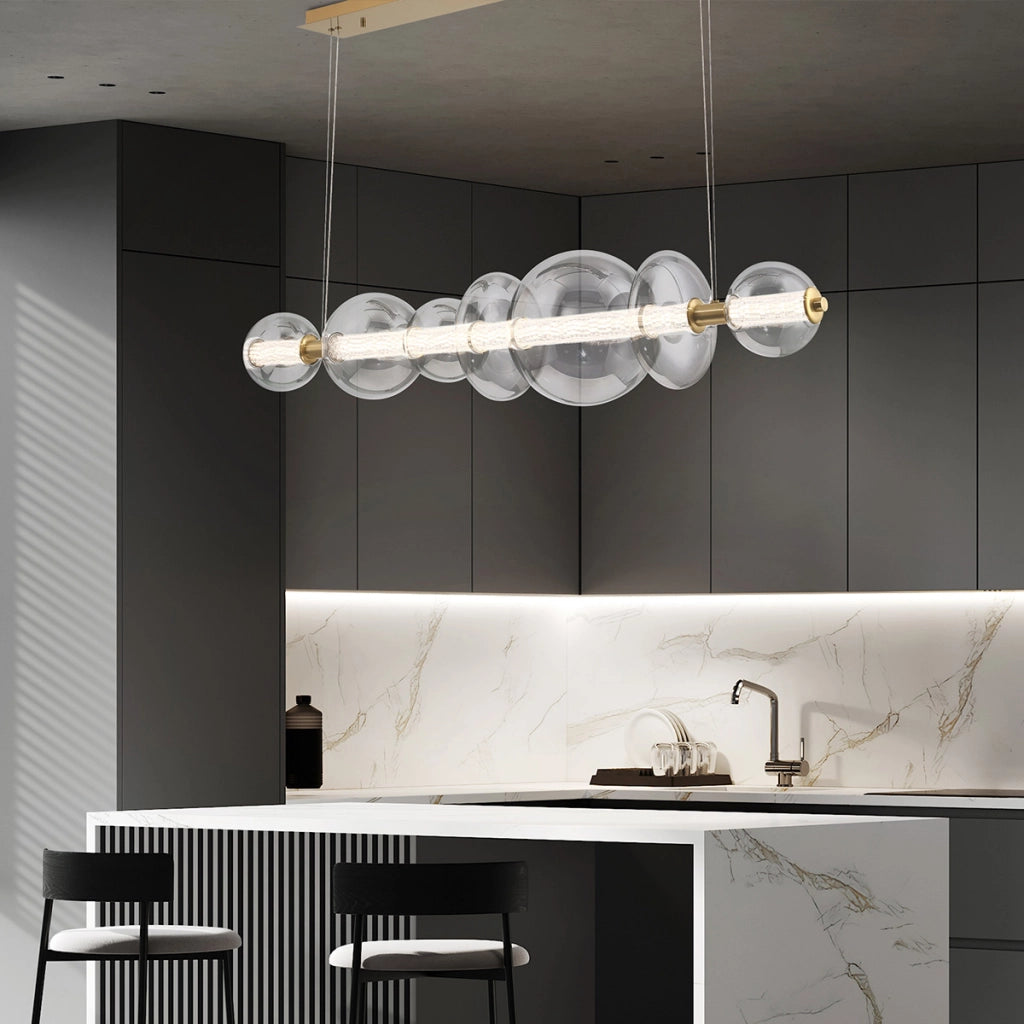 Lampada sospesa Atomo ottone vetro 142 cm LED 46W Quintiesse