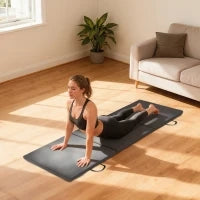 Tappetino fitness pieghevole in 3 pannelli con maniglie e rivestimento sintetico 180 x 60 x 5cm grigio