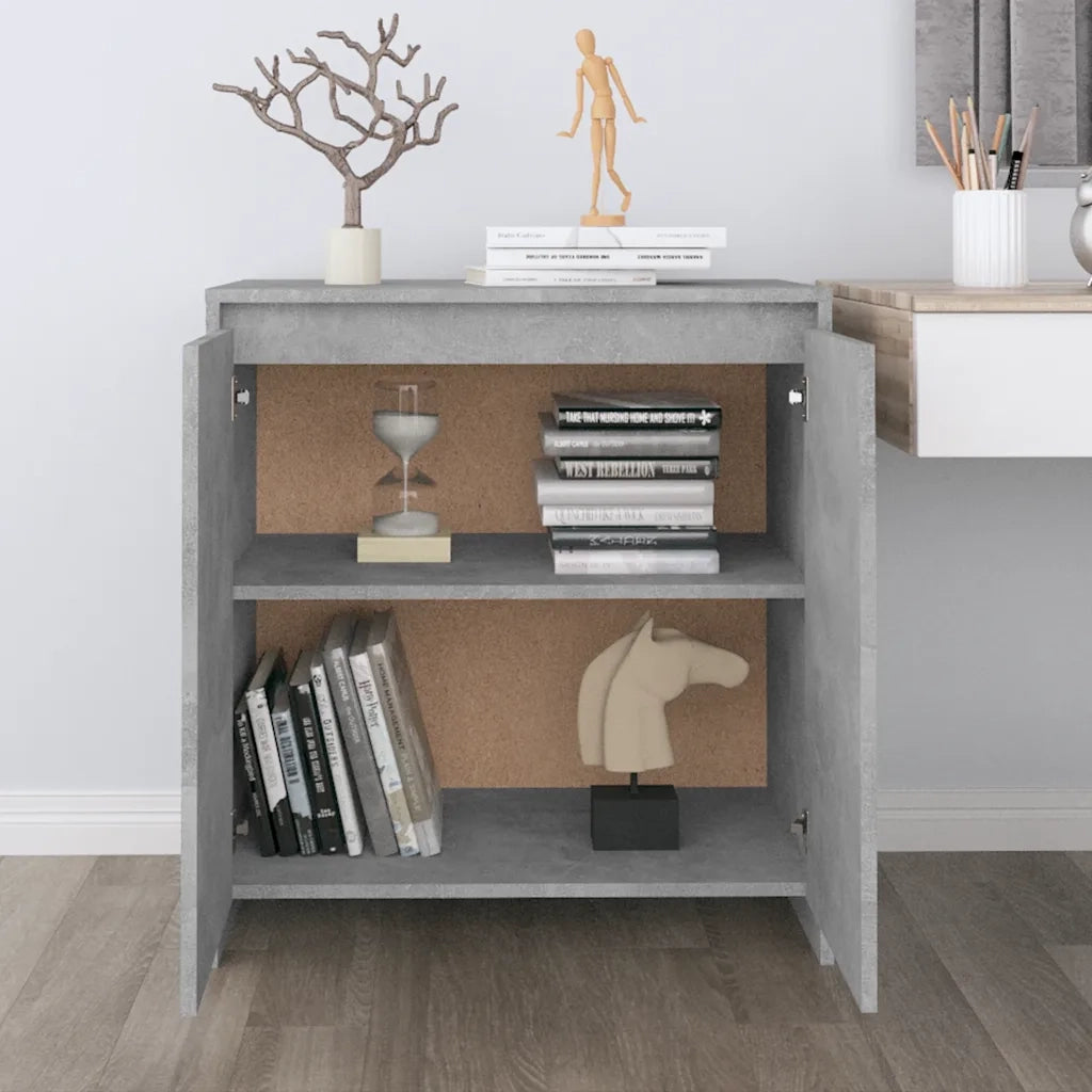 Credenza | Madia | Buffet da pranzo | Armadio da pranzo Grigio Cemento 70x41x75 cm in Legno Multistrato