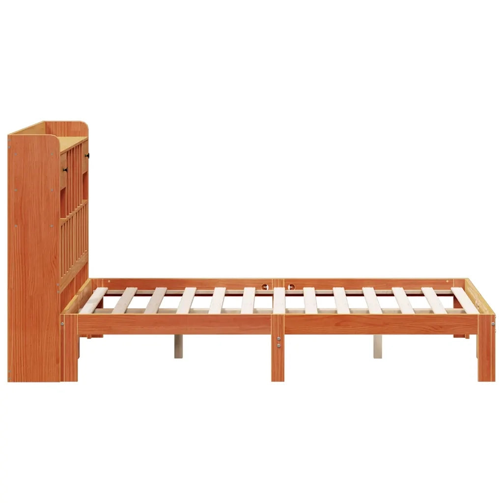 Letto Libreria senza Materasso Marrone Cera 135x190 cm in Pino 3322614