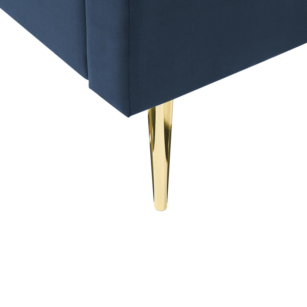 Letto imbottito velluto blu scuro e oro rete a doghe testiera alta 140 x 200 cm testata alta design retrò