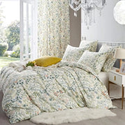 Set di coperte per letto 135 x 200 cm con un cuscino 80 x 80 cm, foglie e fiori bianchi e verdi, set di coperte per letto microfibra per ragazze e adolescenti, coperta per letto singola con chiusura a zip