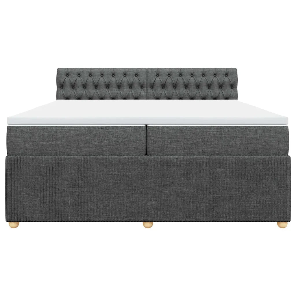 Giroletto a Molle con Materasso Grigio Scuro 200x200 cm Tessuto