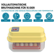 Incubatrice automatica per 15 uova, con regolazione temperatura e umidità, Covatrice