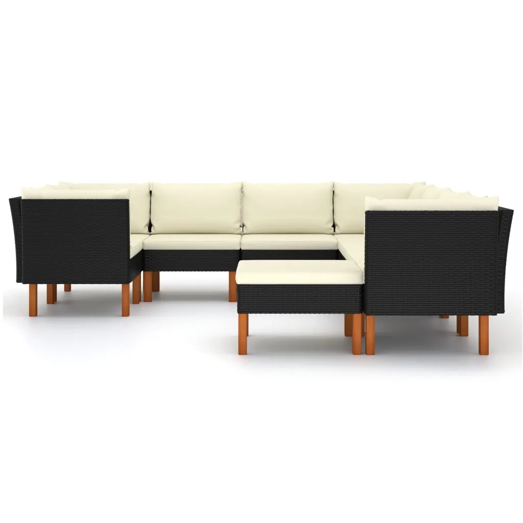 Set Divani da Giardino 9 pz con Cuscini in Polyrattan Nero cod mxl 40514