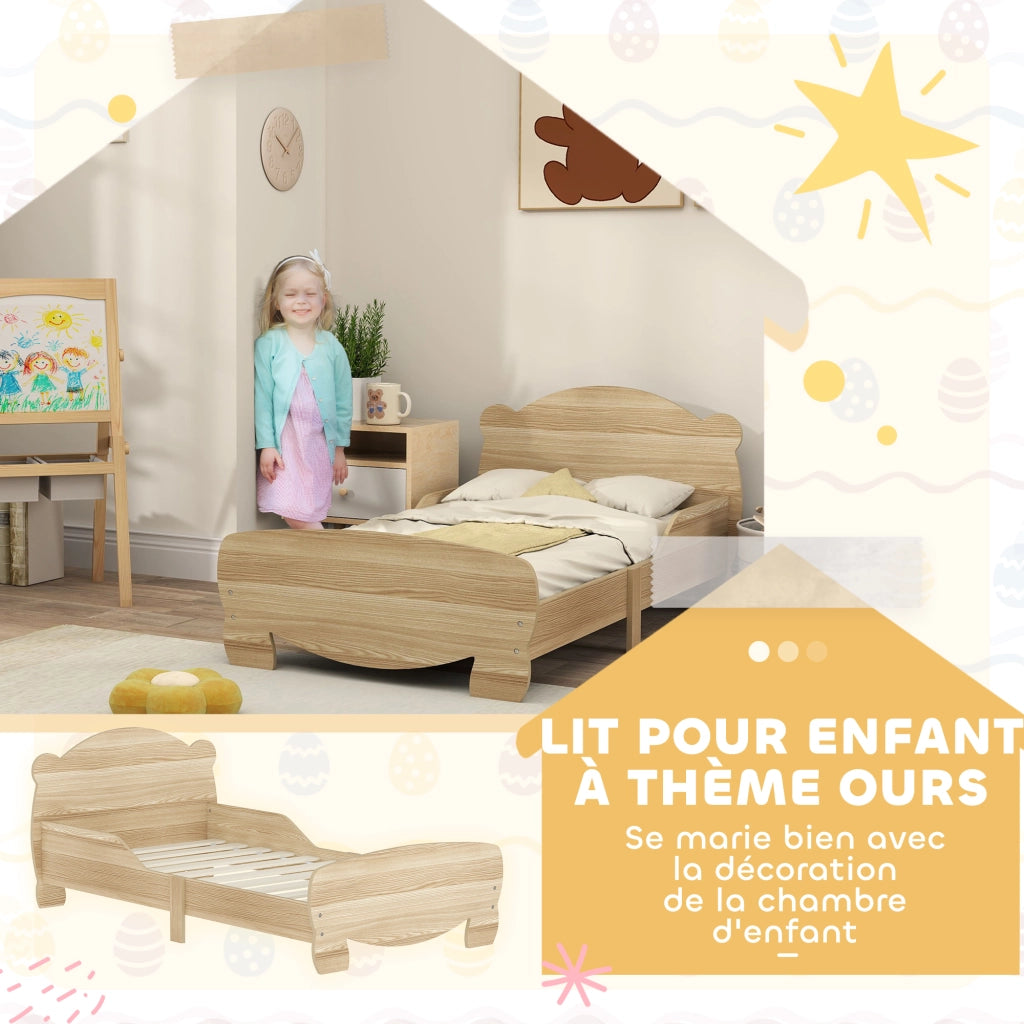 Letto a soppalco per bambini con barriere ¨C zephmum ¨C 70x140 cm legno naturale