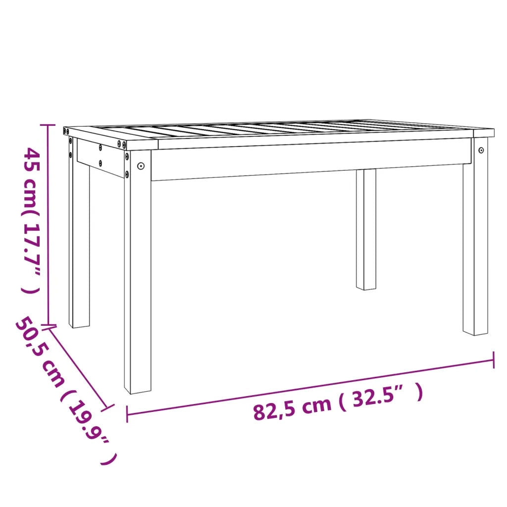 Tavolo da Giardino Bianco 82,5x50,5x45 cm Legno Massello Pino 824114