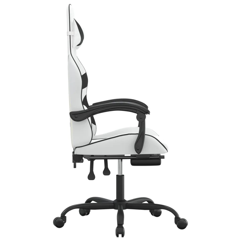 Sedia da Gaming con Poggiapiedi Bianco e Nero in Similpelle 3143864