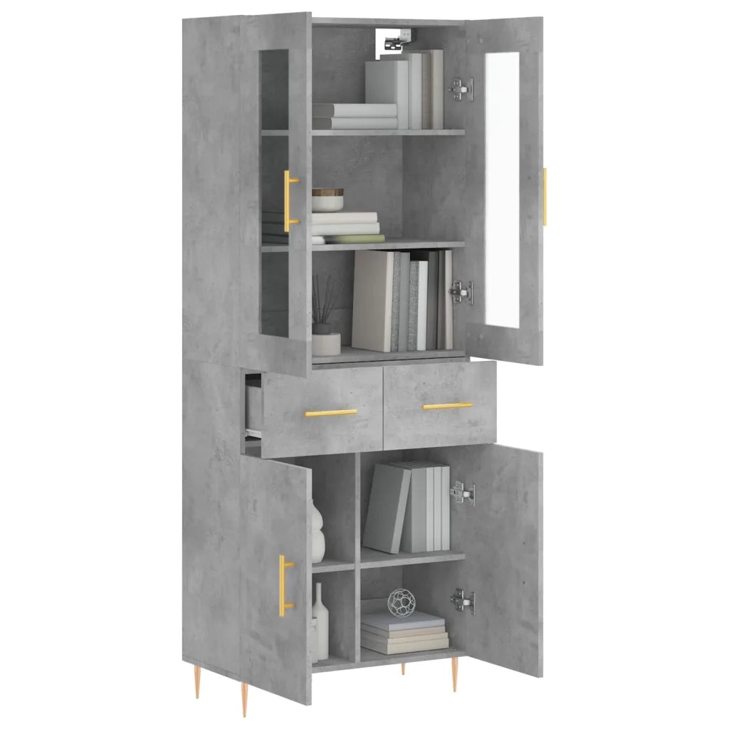 Credenza-Buffet-Armadio da cucina Grigio Cemento 69,5x34x180 cm in Legno Multistrato 155767