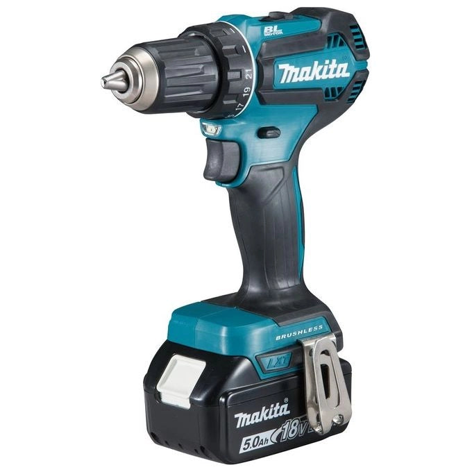 Makita DDF485RTJ Trapano avvitatore a batteria 18V con motore brushless 2 batterie 5,0 Ah e valigetta MAKPAC colore Nero