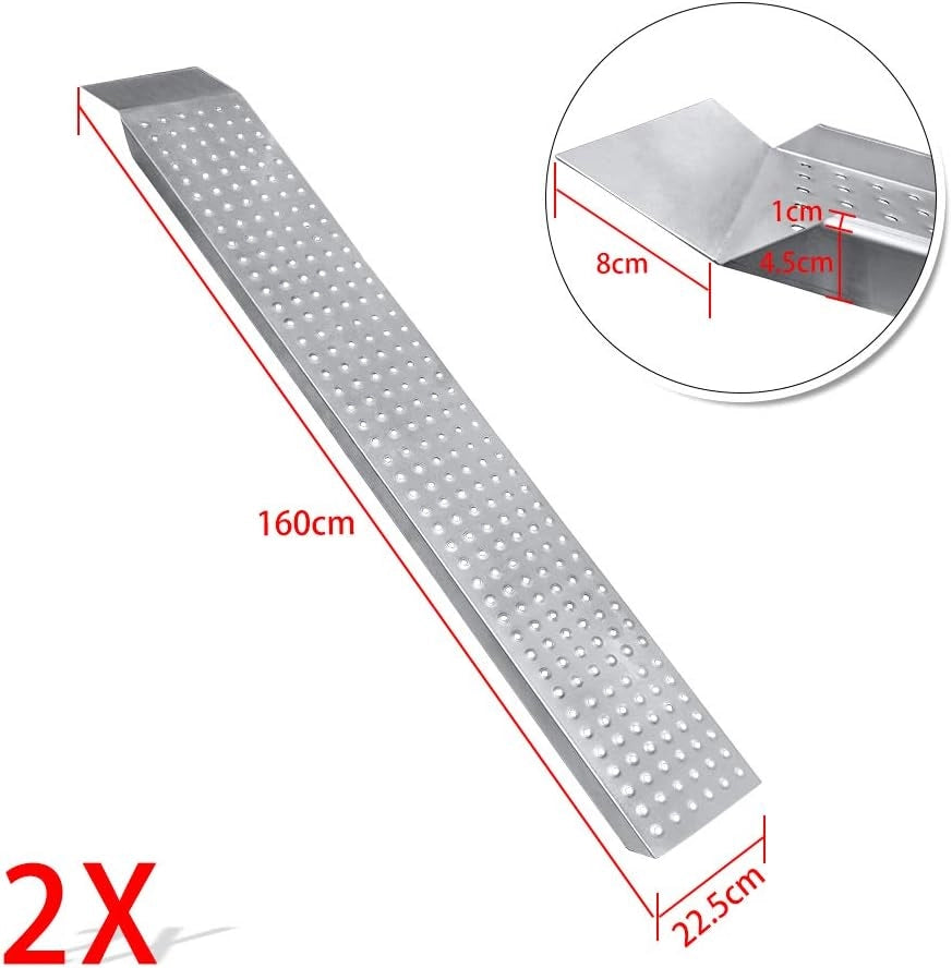2 rampe di carico per auto, portata: 400 kg, in acciaio zincato, per moto, ATV, rimorchi, auto, argento, 160 cm