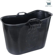 Zitbad per docce per adulti - bagno in plastica - sedile per docce - sedile doccia per adulti - tappo bagno - versione XL 200L - nero