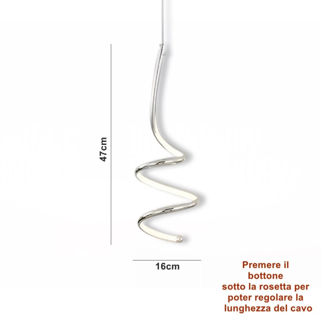 Lampada a Sospensione LED moderno a spirale Dimmerabile 3 Tonalità Luce e Telecomando IP20 Silver