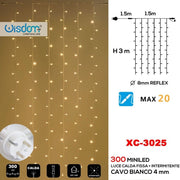 Trade Shop - Tenda Luminosa Natalizia 300 Led Luce Calda Fissa + Bianca Intermittente Xc-3025 -