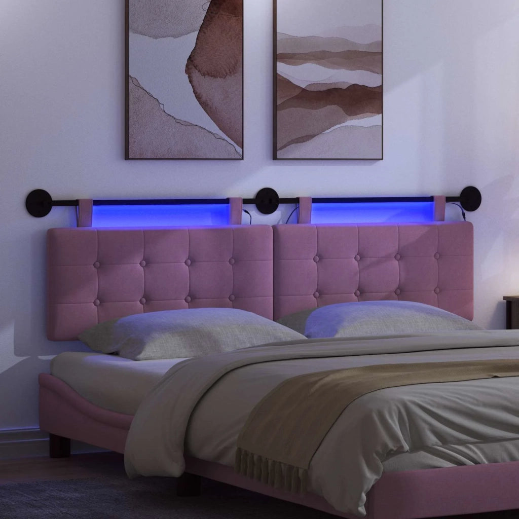 Testiera sospesa Con luce LED Rosa Tessuto
