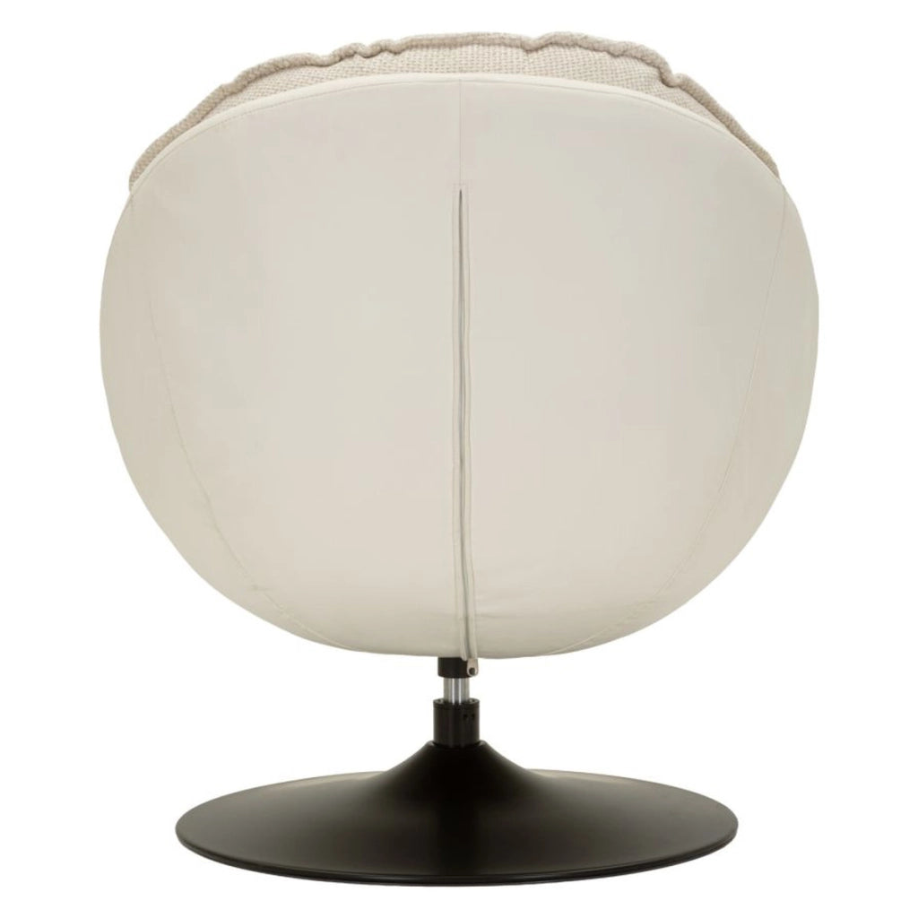 Poltrona girevole in tessuto crema con base nera