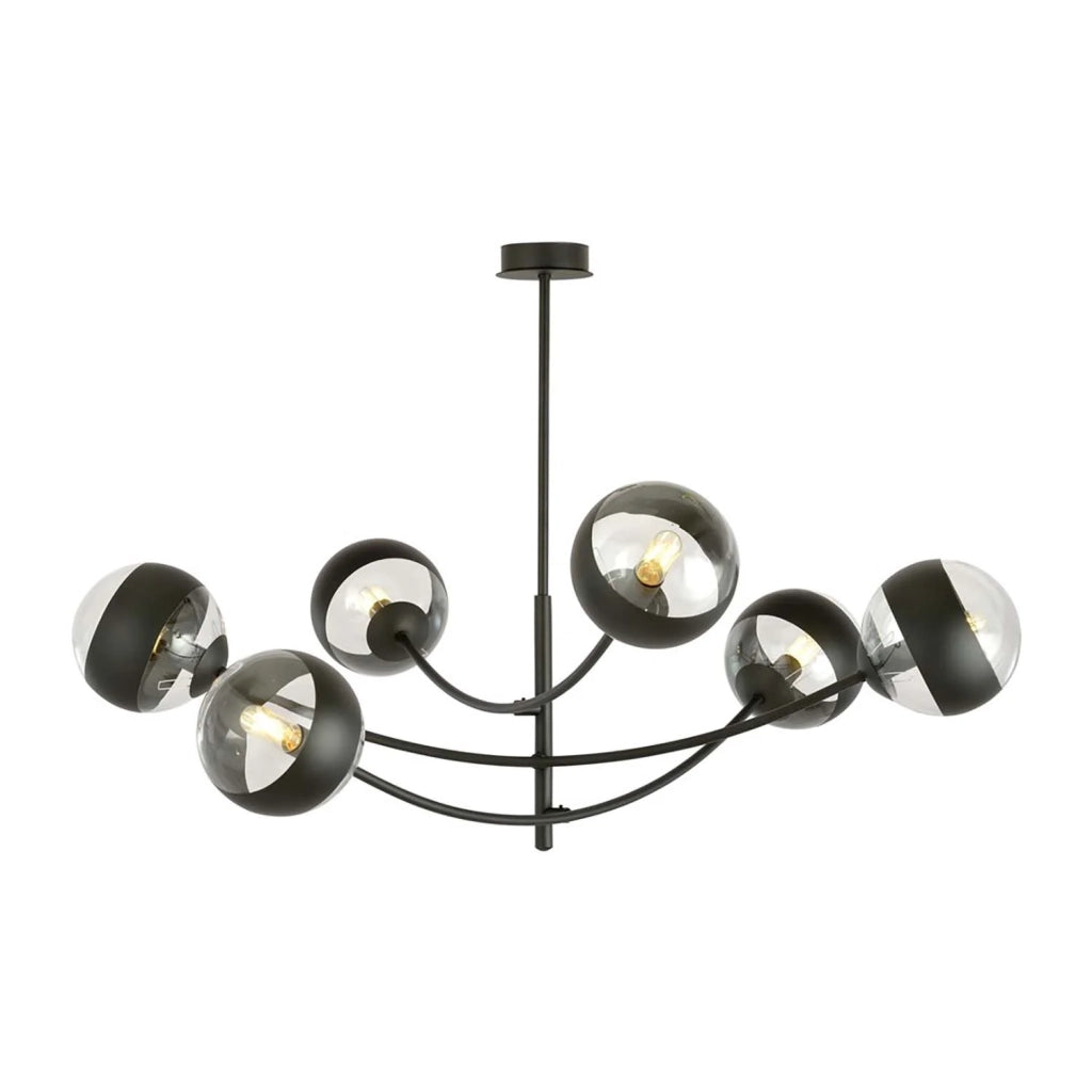 Plafoniera Contemporaneo Oceano Acciaio Nero 6 Luci E14 Ip20