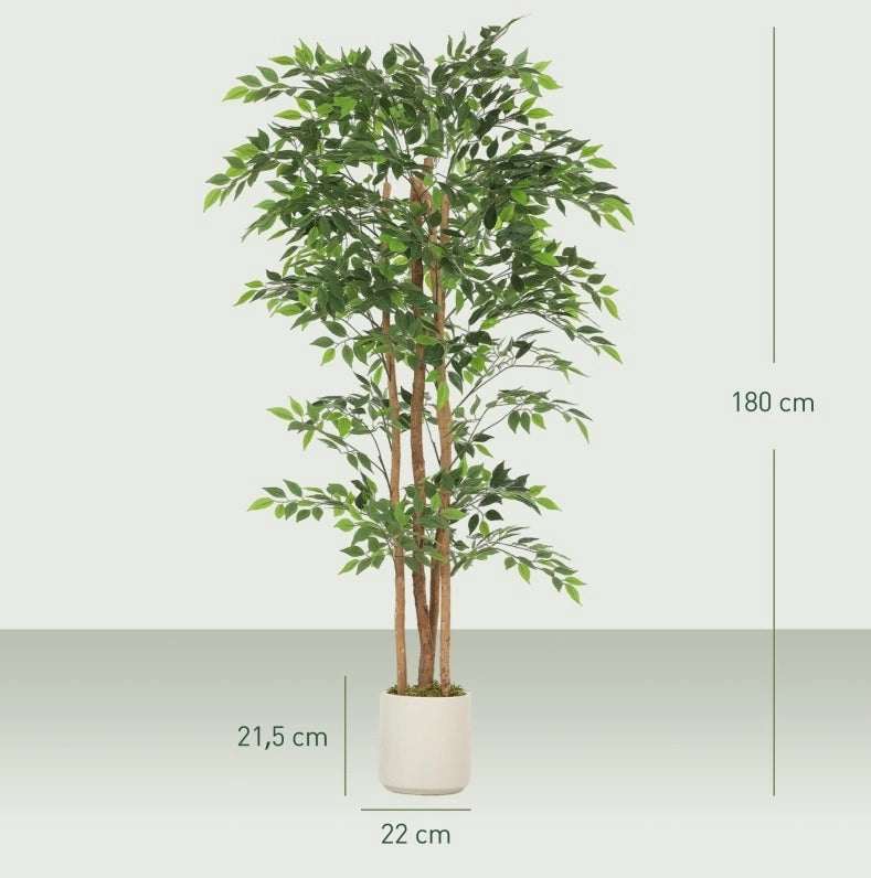 Albero artificiale banyan 75 x 75 x 180 cm verde, tronco in legno, senza montaggio
