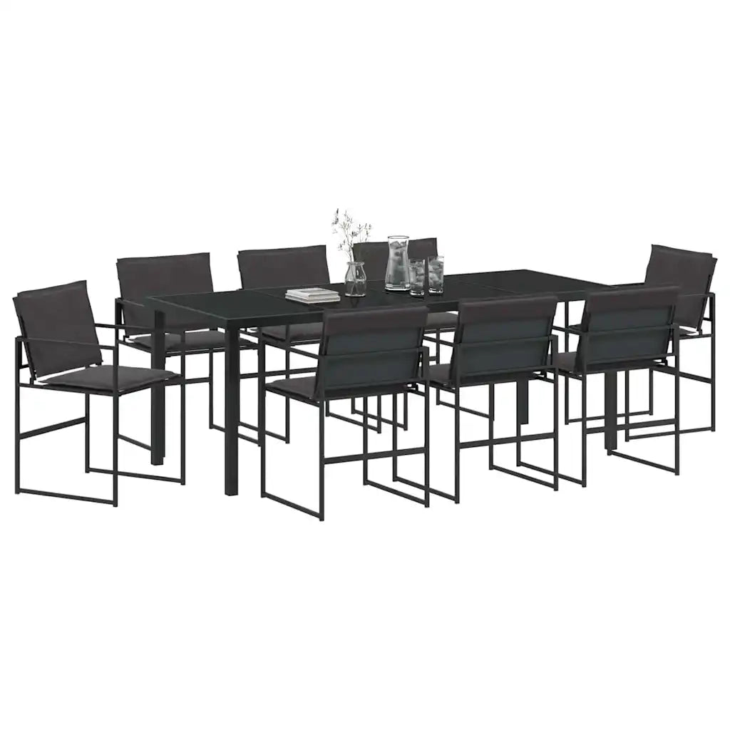 Set da Pranzo per Giardino 9 pcs Nero 3379335