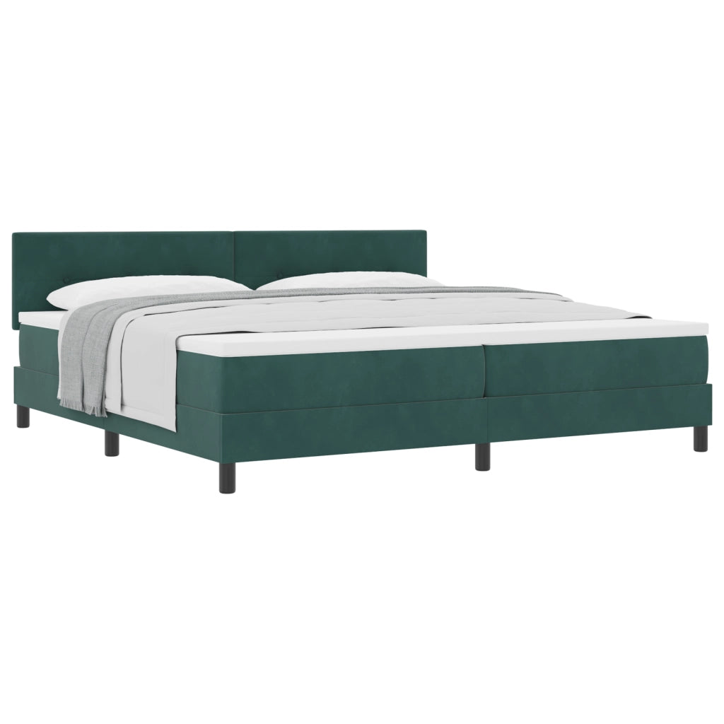 Letto Box Spring con Materasso Verde Scuro 200x200 cm Velluto