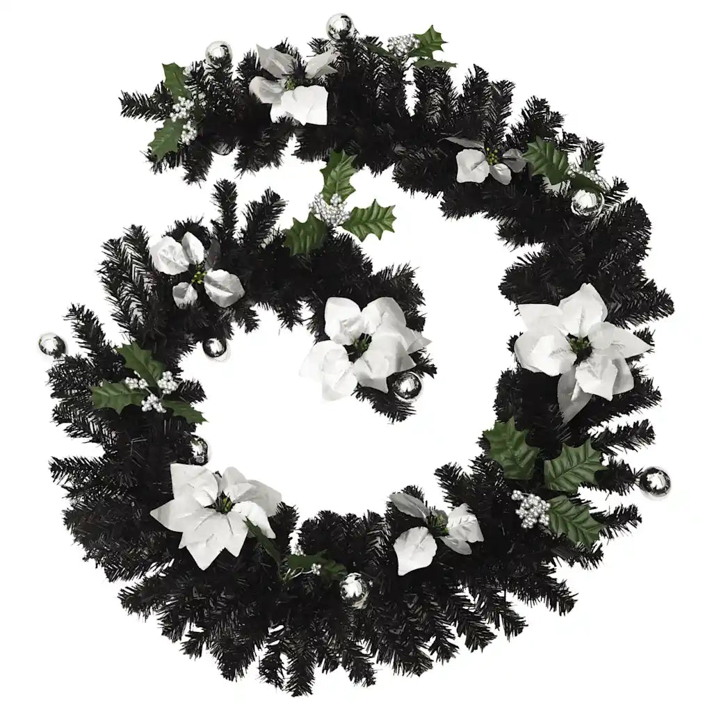 Ghirlanda Natalizia con Luci a LED 2,7 m in PVC Nera CFW2019348