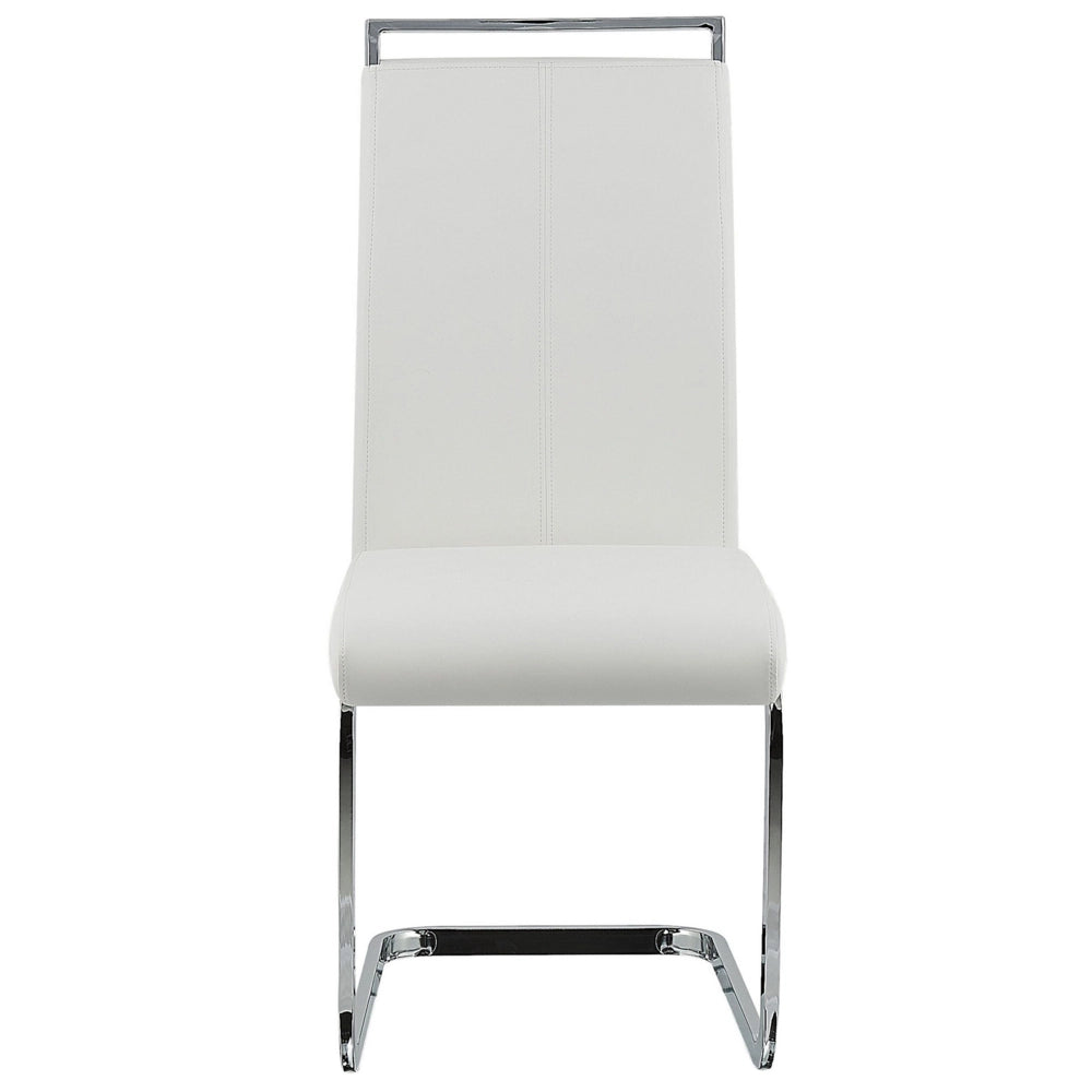 Set di 2 sedie da pranzo bianche con sedile imbottito in ecopelle con schienale alto per sale conferenze a sbalzo moderne