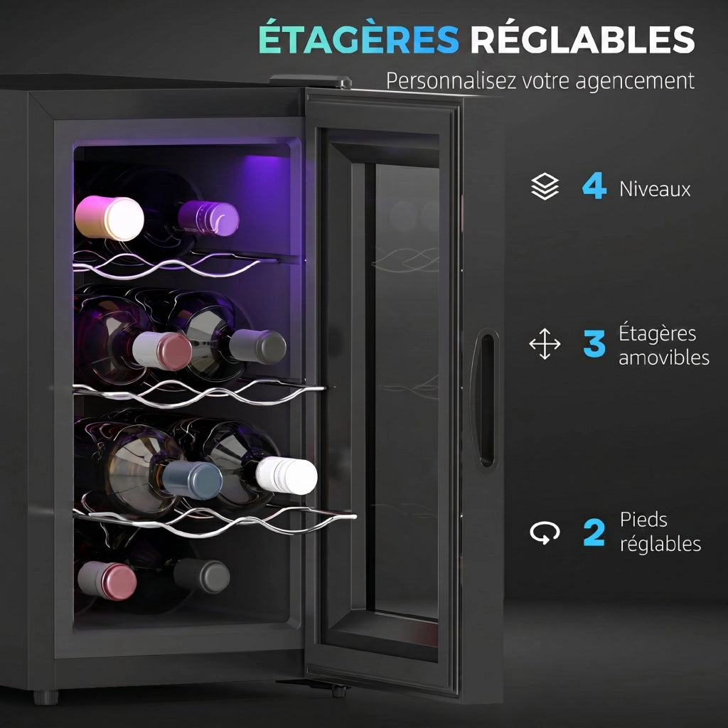 Cantinetta per 8 Bottiglie 21L Refrigerata ¨C zephmum ¨C Nero, Vetro, Temperatura Regolabile