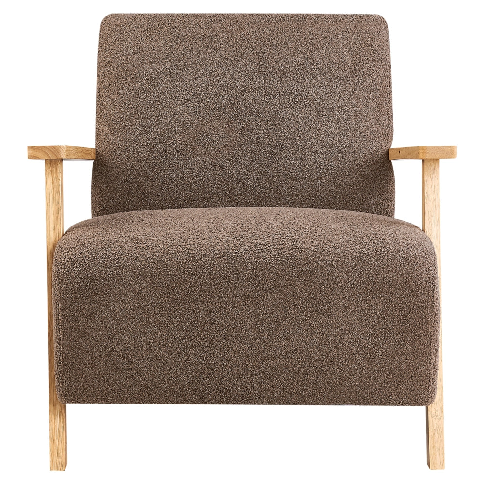 Poltrona Marrone Boucle Gambe in legno con braccioli Soggiorno moderno minimalista