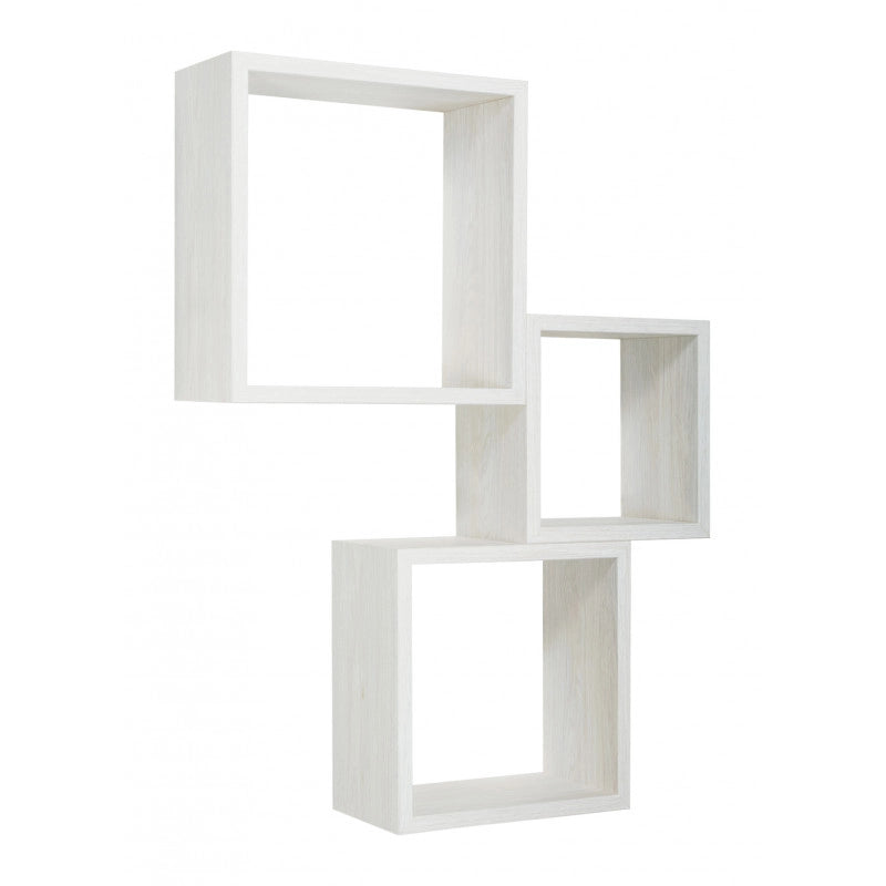 Set di 3 Mensole da Muro, Cubi Arredo, Mensole Cubo, Cubi da Parete, Rovere Sbiancato, 35x35, 30x30 e 25x25 p15,5 cm - Incubo