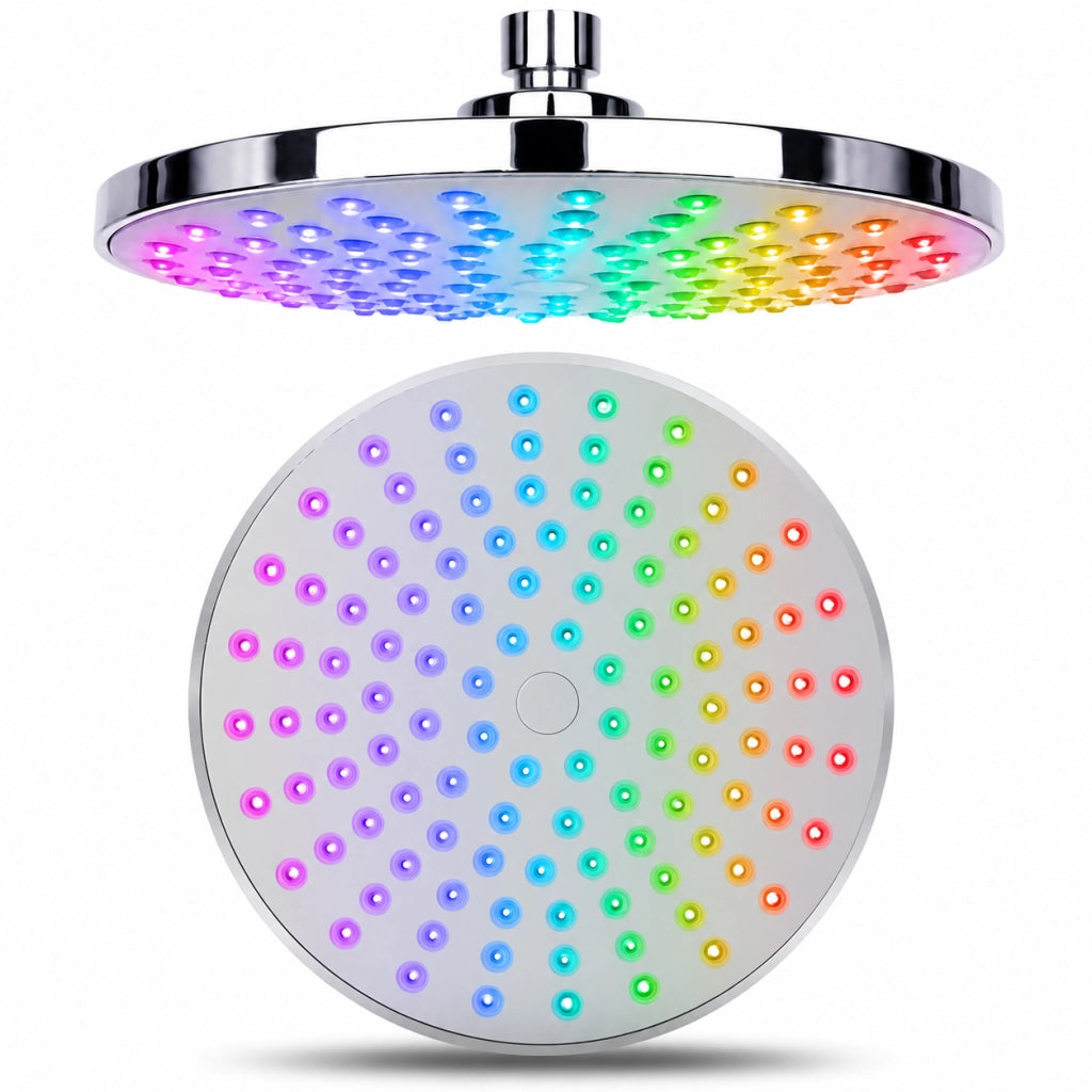 Soffione Doccia LED Cromoterapia 7 Colori RGB Rotondo 20 cm Multicolore 79906