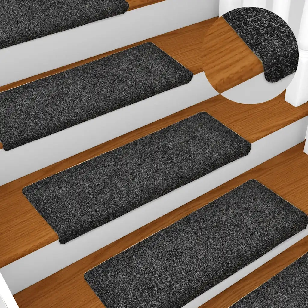Tappetini per scale autoadesivi 30 pz 65x21x4 cm Grigio Scuro bordo rettangolare 3365692