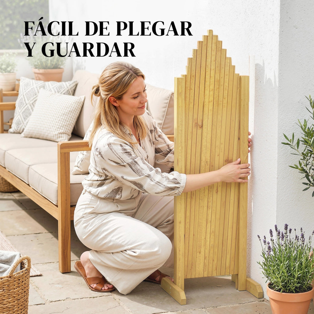 Set 2 Pannelli Steccato Estensibile Legno ¨C Xylo ¨C Esterno Giardino Terrazza 180x30x103 cm Naturale