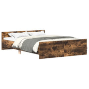 Letto matrimoniale | Letto per adulti | Giroletto con Testiera e Pediera Rovere Fumo 150x200 cm