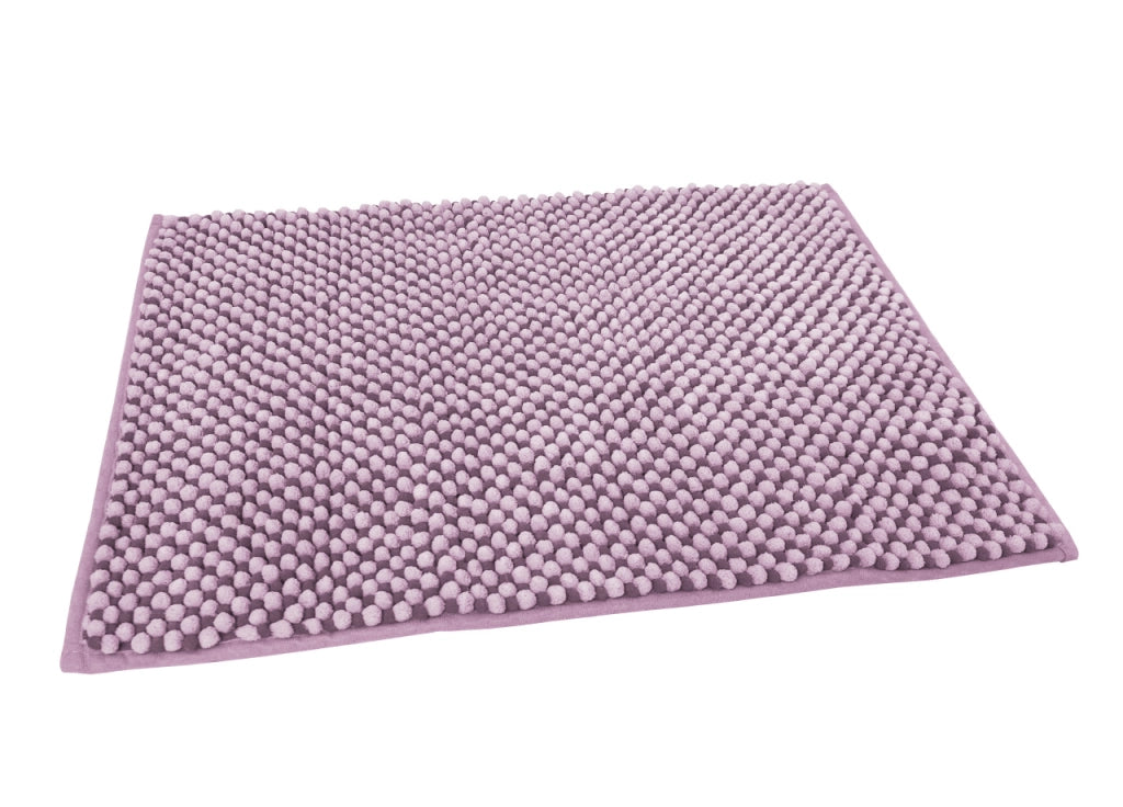 Tappeto Bagno Doccia Antiscivolo In Ciniglia Super Assorbente Modello Dots - 50x80 - Lilla