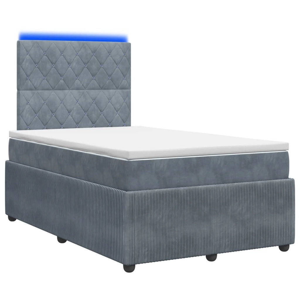 Letto Box Spring LED con Materasso Grigio Scuro 120 x 200 cm 3456042