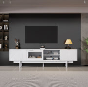 Mobile TV moderno bianco con 2 ante e 2 cassetti, 200 x 40 x 50,5 cm