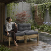 Garden Sofa Without Armrests, With 2 Cushions, Pine Wood