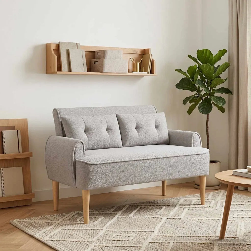 Loveseat con bottoni imbottiti Grigio Chiaro 117 x 67 x 77 cm 42041822