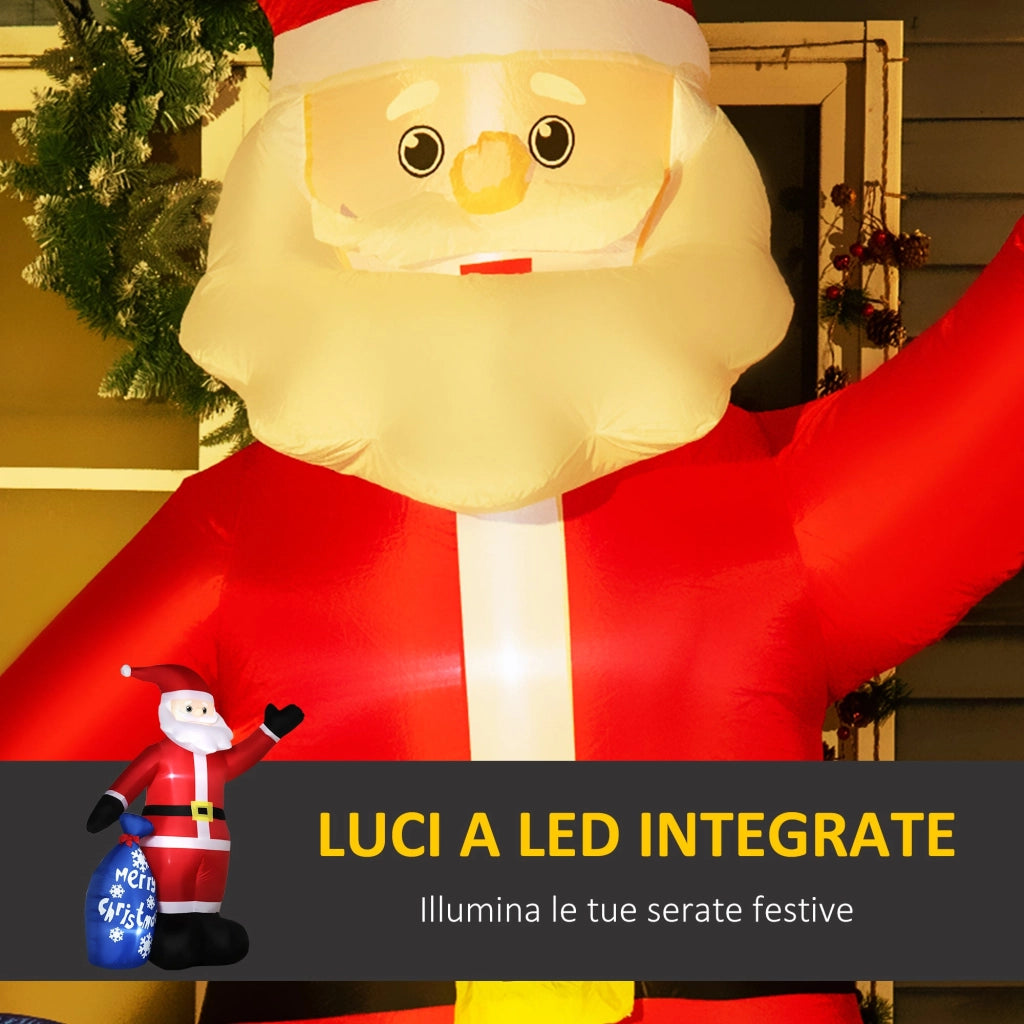 Babbo Natale Gonfiabile Luminoso 146x77x238 cm con  Luci LED