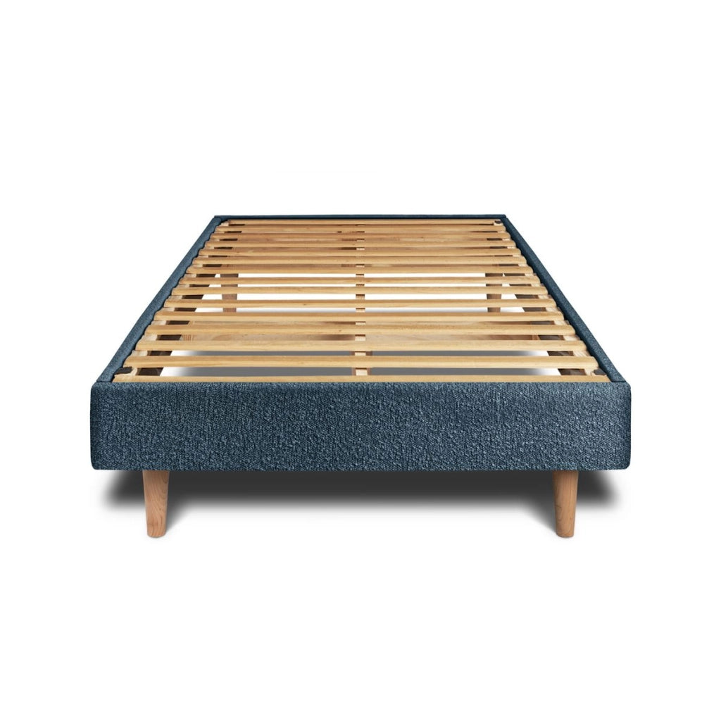 Letto 90x200 cm con testiera in linea - tessuto bouclé