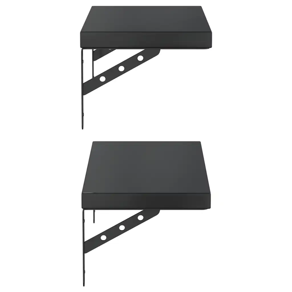Mensole a Muro 2 pz-Set di 2 Scaffale a parete 50x23,5 cm Nero in Acciaio Inossidabile