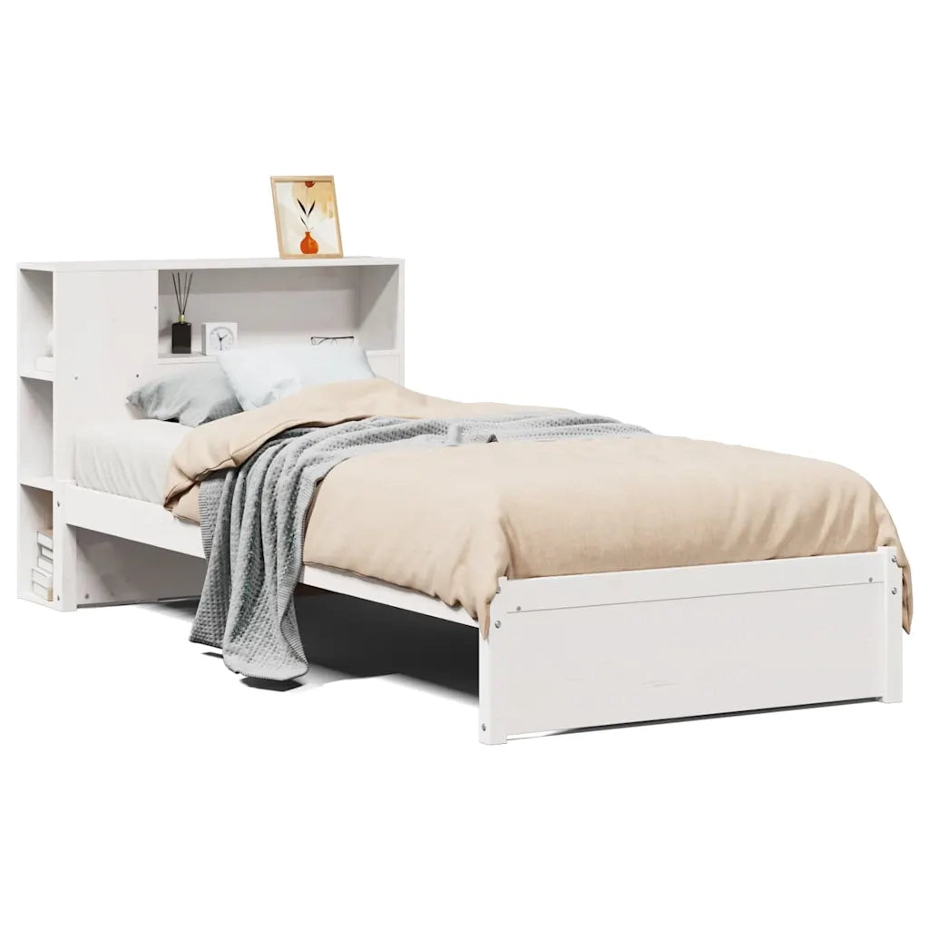 Letto con Libreria senza Materasso-Struttura Letto con contenitore 75x190 cm in Legno Pino 255089