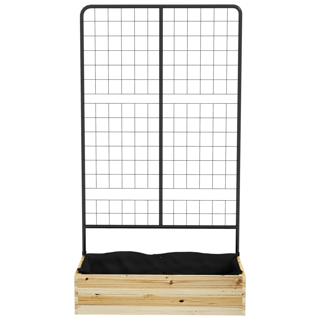 Fioriera rialzata con spalliera, cassone per piante in legno naturale, 80 x 38 x 145 cm