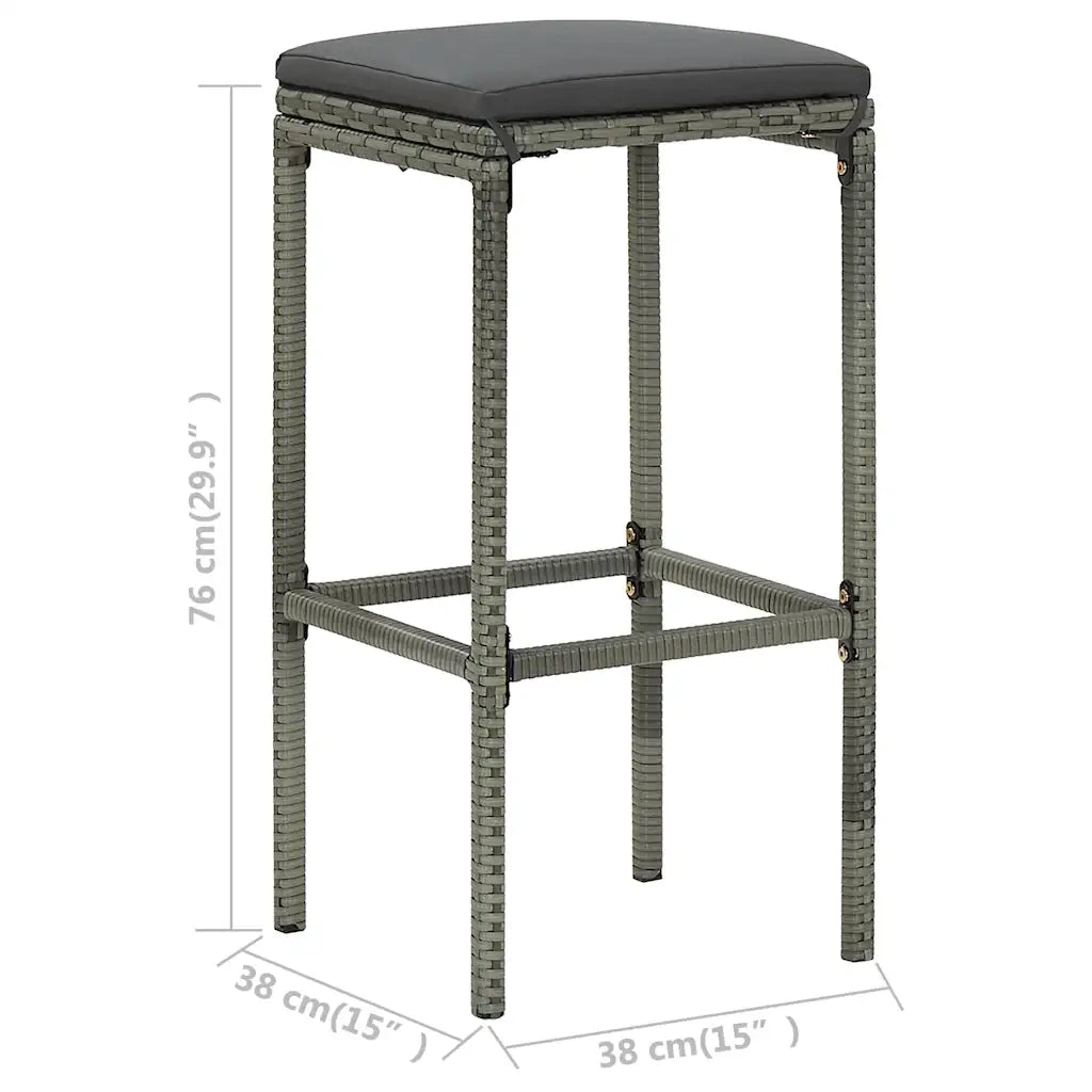 Sgabelli da Bar con Cuscini 4 pz Grigi in Polyrattan cod mxl 60223