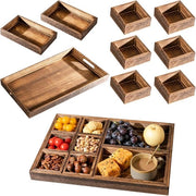 Tavolo di servizio in legno, vassoio per dessert e snack, tavolo per caffè e tè con maniglia, tavolo di servizio rettangolare per sedie, divani, letti, tavolo di servizio per decorazioni natalizie, tavolo di servizio per TV per colazione e cena